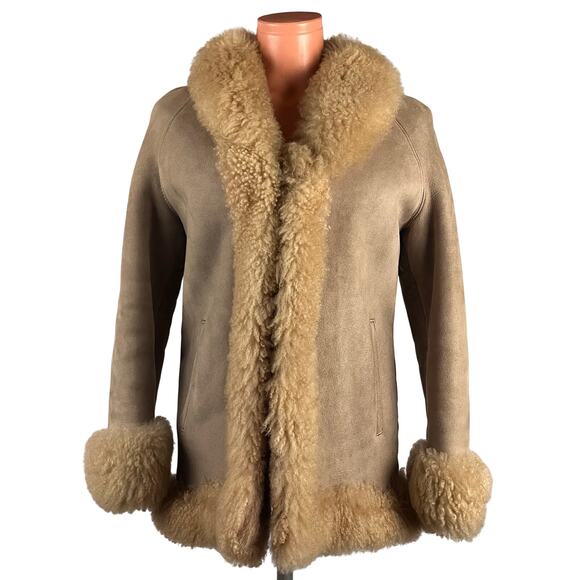 Vintage PEPCO Shearling Sheepskin Pennylane Fur Leather Coat S Made in Turkey - Picture 3 of 16